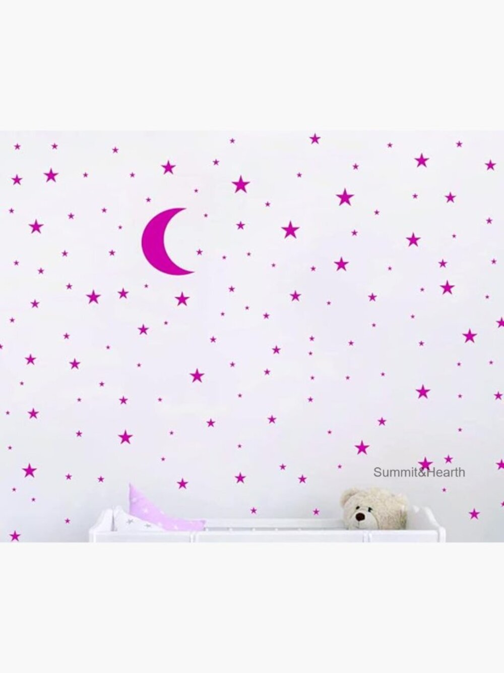 Moon and Stars Vinyl Wall Decal Set for Nursery Bedroom Decor